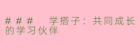 ### 学搭子：共同成长的学习伙伴
