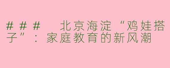 ### 北京海淀“鸡娃搭子”：家庭教育的新风潮