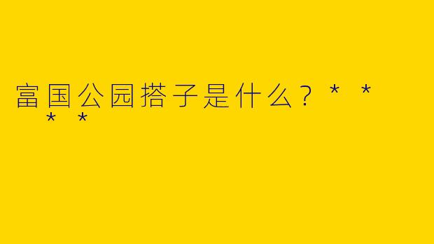 富国公园搭子是什么？**  **