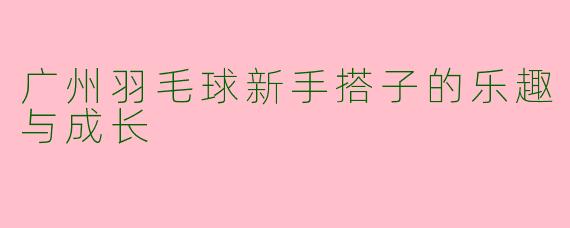 广州羽毛球新手搭子的乐趣与成长