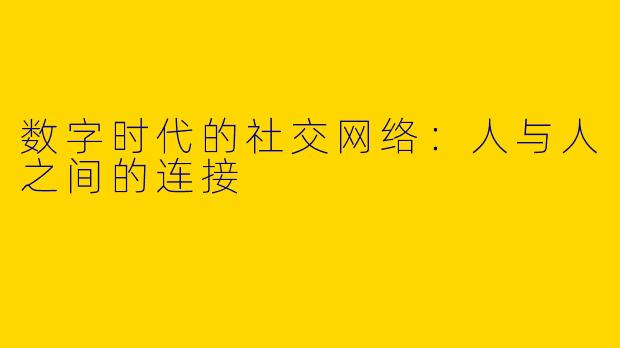 数字时代的社交网络：人与人之间的连接