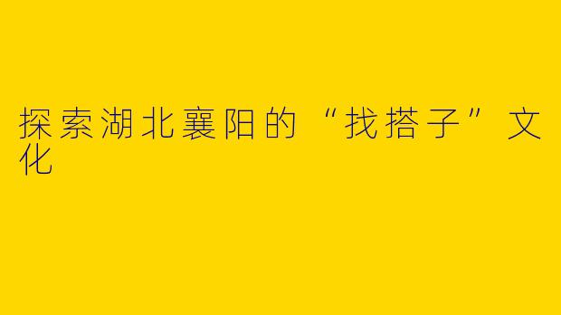 探索湖北襄阳的“找搭子”文化
