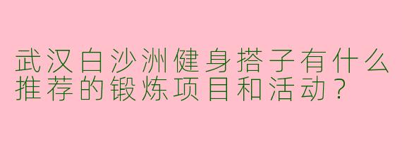 武汉白沙洲健身搭子有什么推荐的锻炼项目和活动?