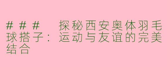 ### 探秘西安奥体羽毛球搭子：运动与友谊的完美结合