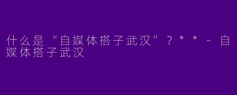 什么是“自媒体搭子武汉”？**