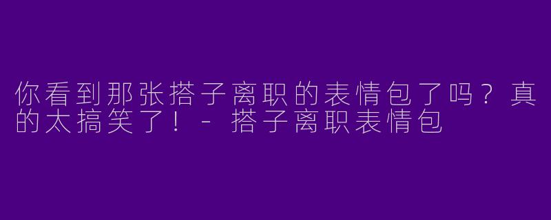 你看到那张搭子离职的表情包了吗？真的太搞笑了！