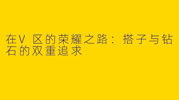 在V区的荣耀之路:搭子与钻石的双重追求