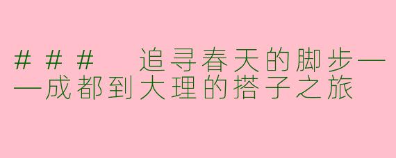 ### 追寻春天的脚步——成都到大理的搭子之旅