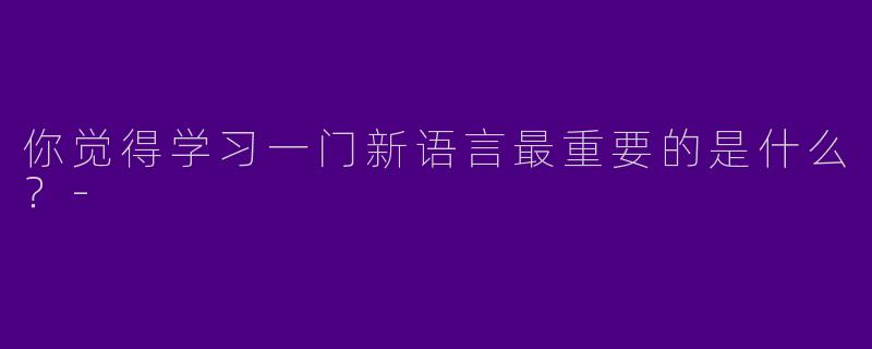 你觉得学习一门新语言最重要的是什么？