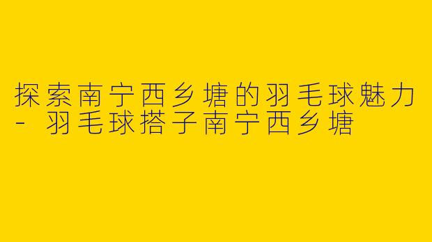 探索南宁西乡塘的羽毛球魅力-羽毛球搭子南宁西乡塘