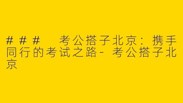 ### 考公搭子北京：携手同行的考试之路