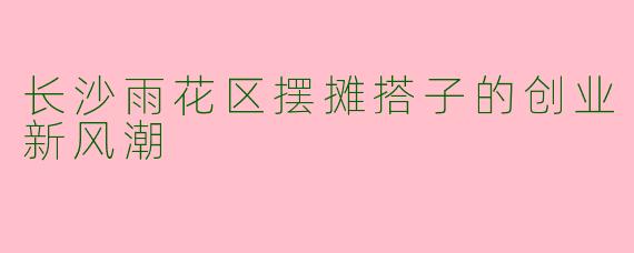 长沙雨花区摆摊搭子的创业新风潮
