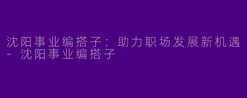 沈阳事业编搭子：助力职场发展新机遇-沈阳事业编搭子