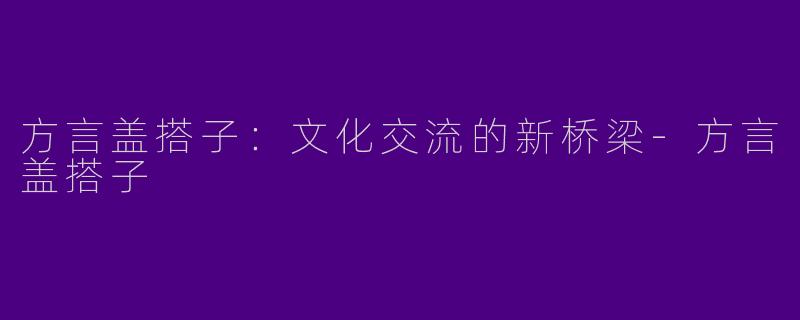 方言盖搭子：文化交流的新桥梁-方言盖搭子