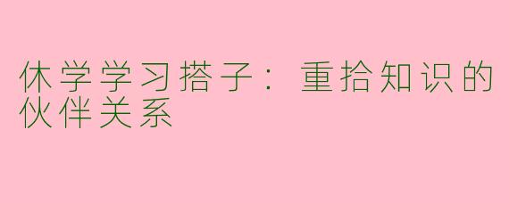 休学学习搭子：重拾知识的伙伴关系