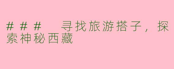### 寻找旅游搭子，探索神秘西藏