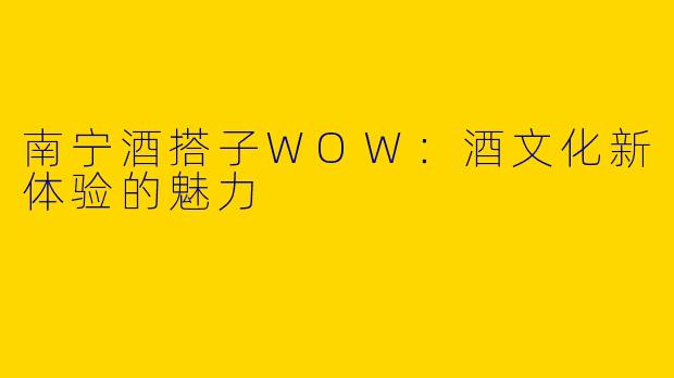 南宁酒搭子WOW：酒文化新体验的魅力