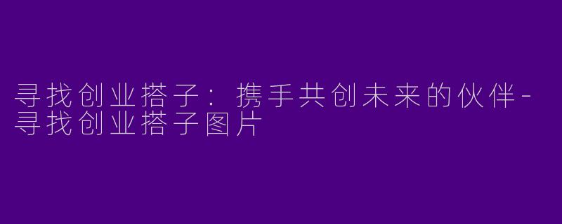 寻找创业搭子：携手共创未来的伙伴-寻找创业搭子图片