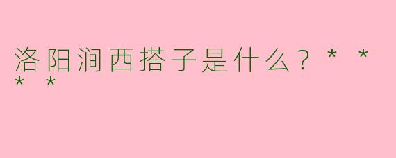 洛阳涧西搭子是什么?****