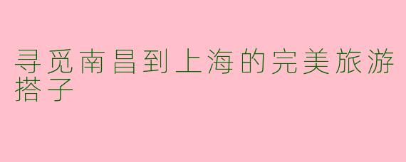 寻觅南昌到上海的完美旅游搭子