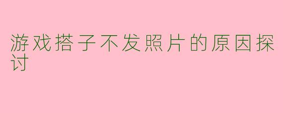 游戏搭子不发照片的原因探讨