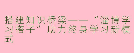 搭建知识桥梁——“淄博学习搭子”助力终身学习新模式
