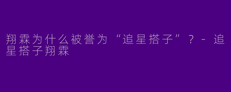 翔霖为什么被誉为“追星搭子”?