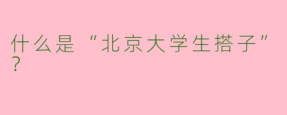 什么是“北京大学生搭子”?