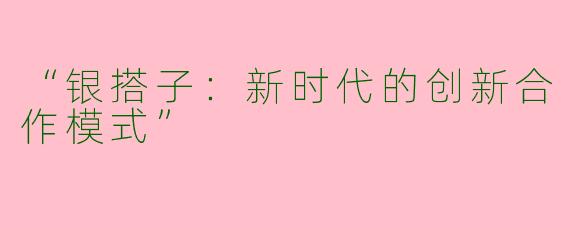 “银搭子：新时代的创新合作模式”