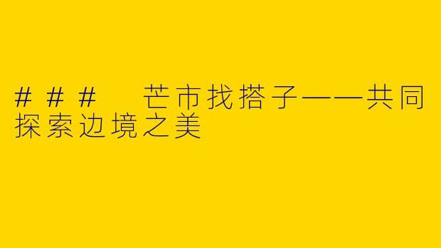 ### 芒市找搭子——共同探索边境之美