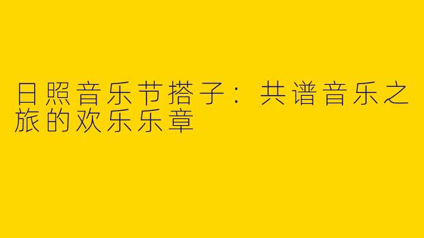 日照音乐节搭子：共谱音乐之旅的欢乐乐章