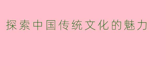 探索中国传统文化的魅力