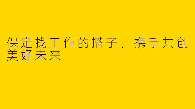保定找工作的搭子，携手共创美好未来