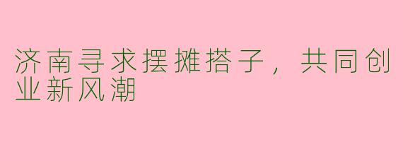 济南寻求摆摊搭子,共同创业新风潮