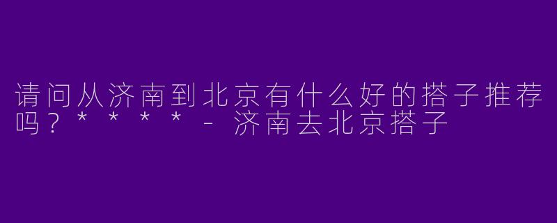 请问从济南到北京有什么好的搭子推荐吗?****
