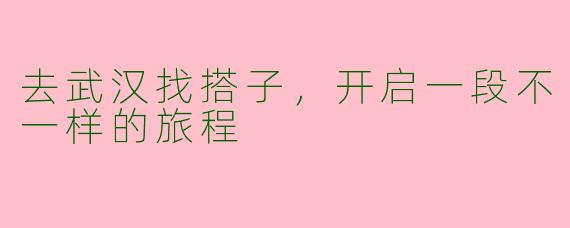去武汉找搭子，开启一段不一样的旅程