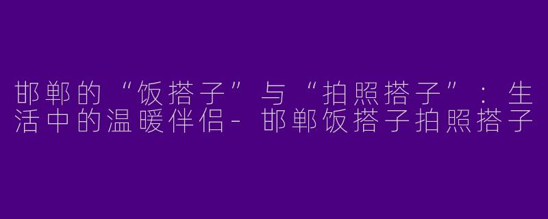 邯郸的“饭搭子”与“拍照搭子”：生活中的温暖伴侣-邯郸饭搭子拍照搭子