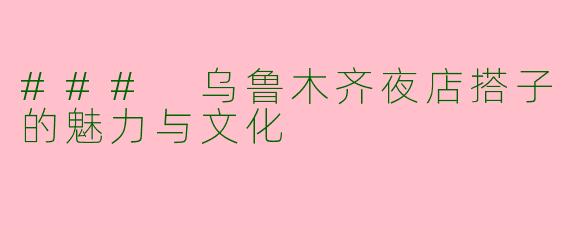 ### 乌鲁木齐夜店搭子的魅力与文化
