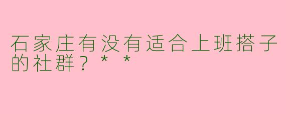 石家庄有没有适合上班搭子的社群？**