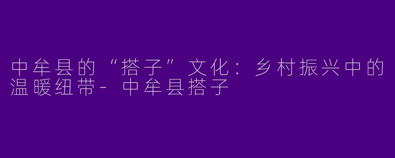 中牟县的“搭子”文化：乡村振兴中的温暖纽带-中牟县搭子