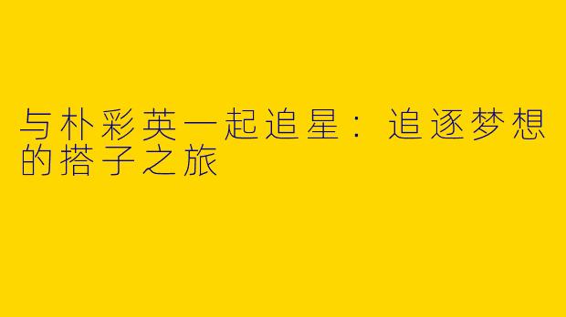 与朴彩英一起追星：追逐梦想的搭子之旅