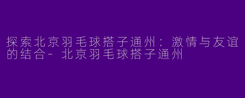 探索北京羽毛球搭子通州：激情与友谊的结合-北京羽毛球搭子通州