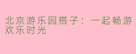 北京游乐园搭子：一起畅游欢乐时光