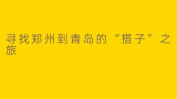 寻找郑州到青岛的“搭子”之旅