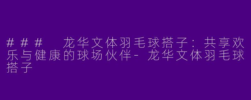 ### 龙华文体羽毛球搭子：共享欢乐与健康的球场伙伴