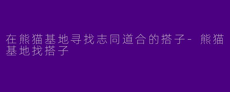 在熊猫基地寻找志同道合的搭子-熊猫基地找搭子
