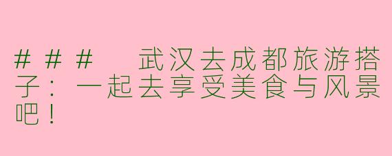 ### 武汉去成都旅游搭子：一起去享受美食与风景吧！