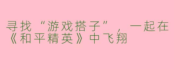 寻找“游戏搭子”，一起在《和平精英》中飞翔