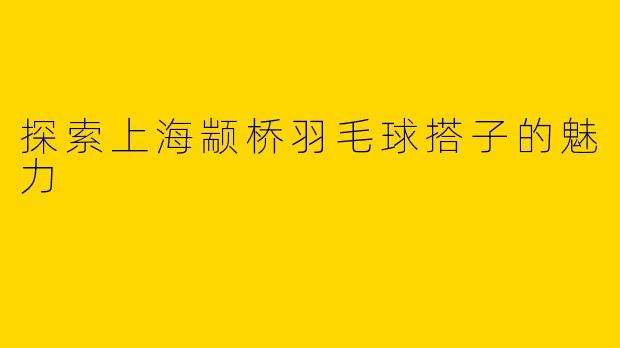 探索上海颛桥羽毛球搭子的魅力