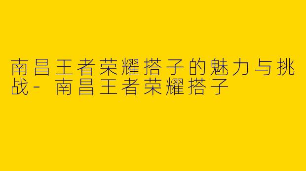 南昌王者荣耀搭子的魅力与挑战-南昌王者荣耀搭子